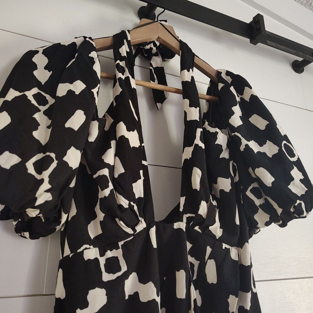 ASTR The Label Halter Cutout Midi Dress Small Puff Sleeve Open Back - Picture 6 of 11
